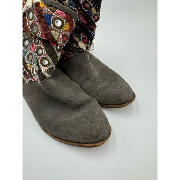 Anthropologie Howsty Slouchy Ankle Booties, Grey Suede Boho Made In Spain - Picture 11 of 11